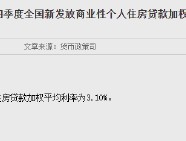 央行：2024年第四季度全国新发放商业性个人住房贷款加权平均利率为3.10%